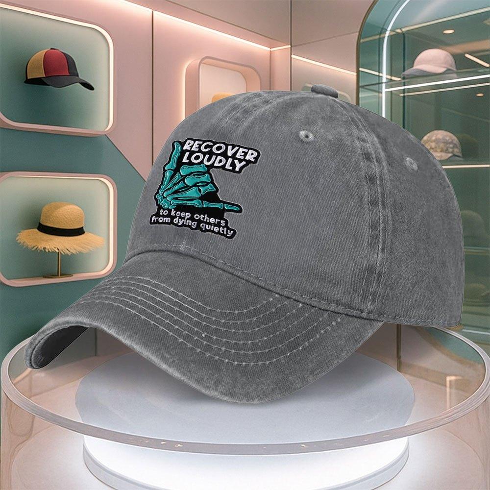 Skeleton Pattern Baseball Cap Recover Loudly Retro Dad Hat Curved Brim Unisex Duck Tongue Hat Multiple Colors