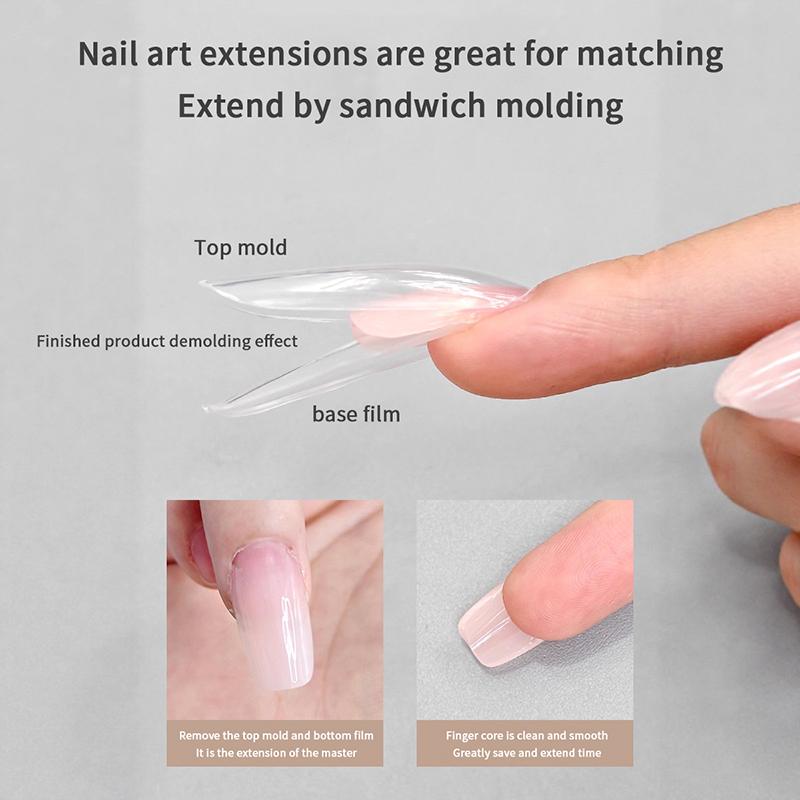 180 szt./pudełko Sandwich Podwójne Formy do Paznokci 15 Rozmiarów Przedłużenia-Podwójne Formy Trumienka Migdał Formy do Paznokci Salonowe Narzędzia do Nail Artu