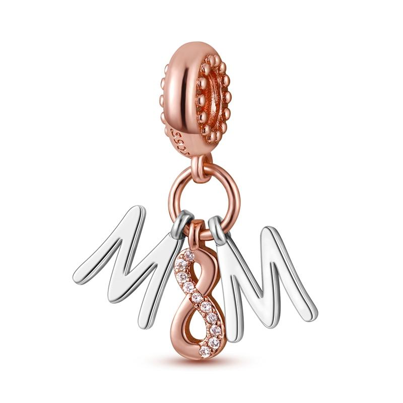 Original Copper Charms Beads Family Friendship Love Heart Charms Pendants Fit Bracelet Necklace Jewelry Gift Making