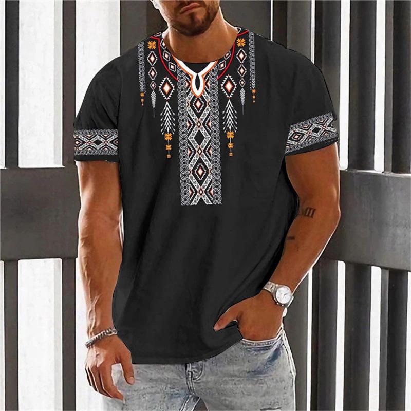 Vintage Ethnic T-shirt 3D Print Clothing O-neck Men Tops Oversized Short Sleeve Tee Summer Loose Male Streetwear Mens Clothes