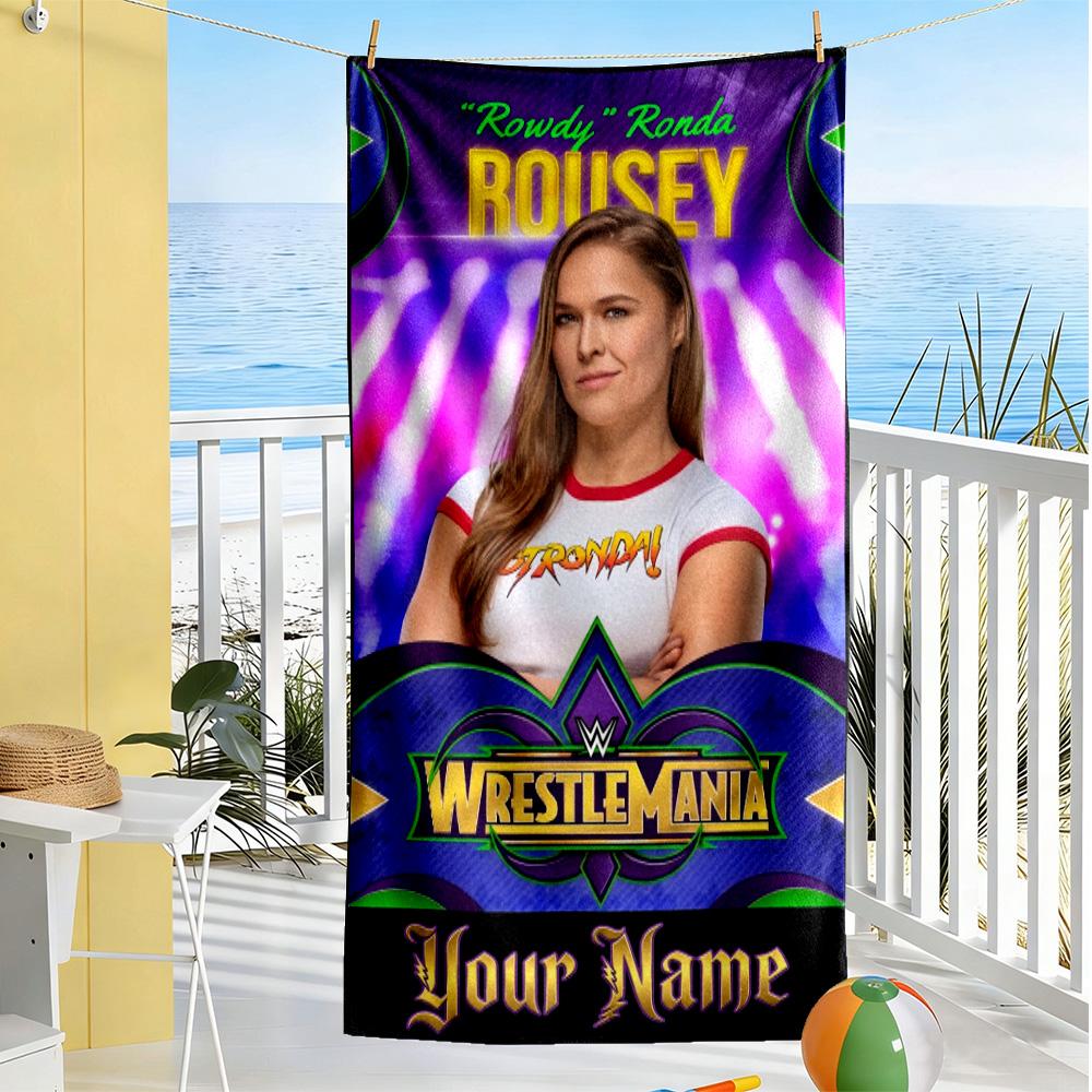 Wrestlemania Personalized Text Beach Towel High Absorbency & Quick-Dry Portable for SwimmingBeachCamping Travel Beach AccessoriesGym