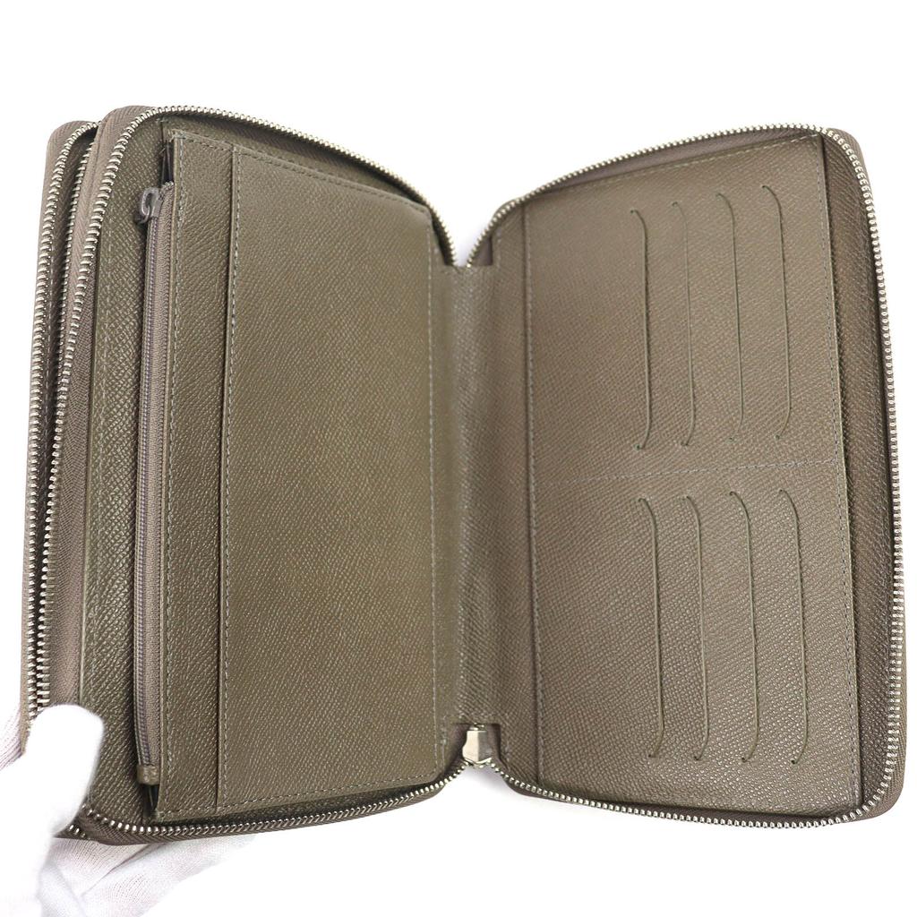 Great Dunhill Purse Bordon Double Zipper Organizer Long Wallet Brown leather Used