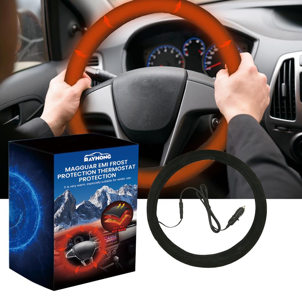 12V Heated Steering Wheel Cover Warm In Winter Universal Fit Steering Wheel Protector Outer for Cars Trucks Vans Car Accessories