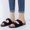 Günstige Sommer Frau Sandalen Flache Hausschuhe Wildleder Sandalen Kork Sohle Rutschen Casual Flip Flop Strand Hausschuhe Flache Schuhe Plus Größe 44