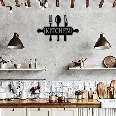 18"X10" Metall Utensil Wandkunst schwarze Küche Wand Dekor Zeichen für Küche Wand Dekor Metall Wandbehang