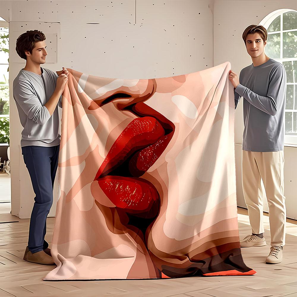 Passionate Lips Art Blanket for All Seasons Blanket Lunch Break Throw Gift