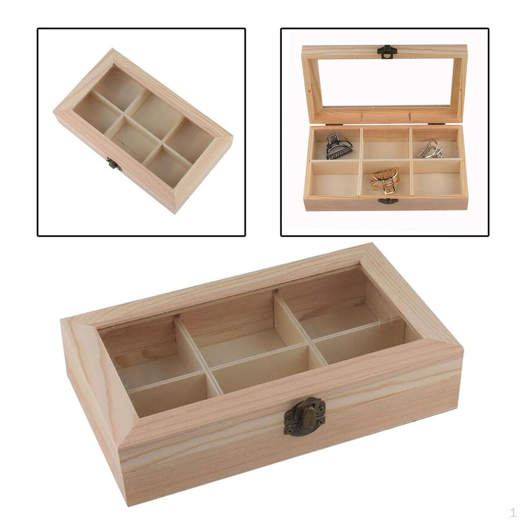 Caja de Té de Bambú de 4/6/8 Compartimentos, Cofre, Organizador Portahojas con Tapa de Cierre,