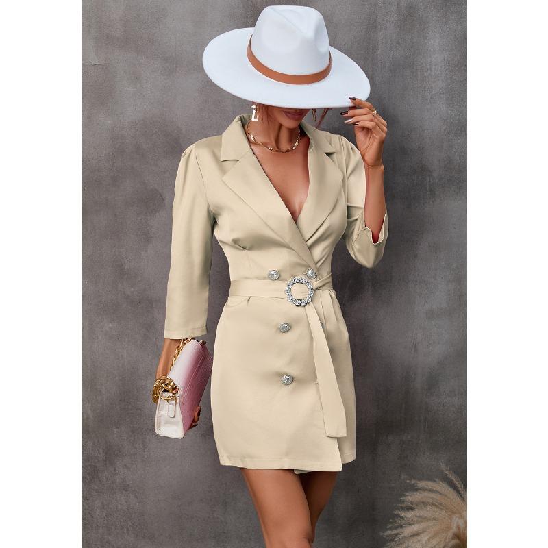 

Женское осеннее платье с рукавом семь четвертей Платье M хаки