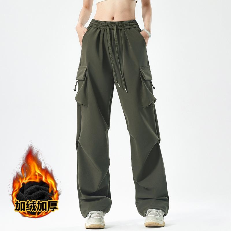 Outdoor autumn and winter new men's charging pants men's and women's hiking sports waterproof and windproof tooling casual wide-leg pants