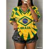 Brasil Flag Football Jersey Women Sports T-Shirts Brasil Flag Street Plus Size Soccer Jerseys Unisex Casual Graphic T Shirts