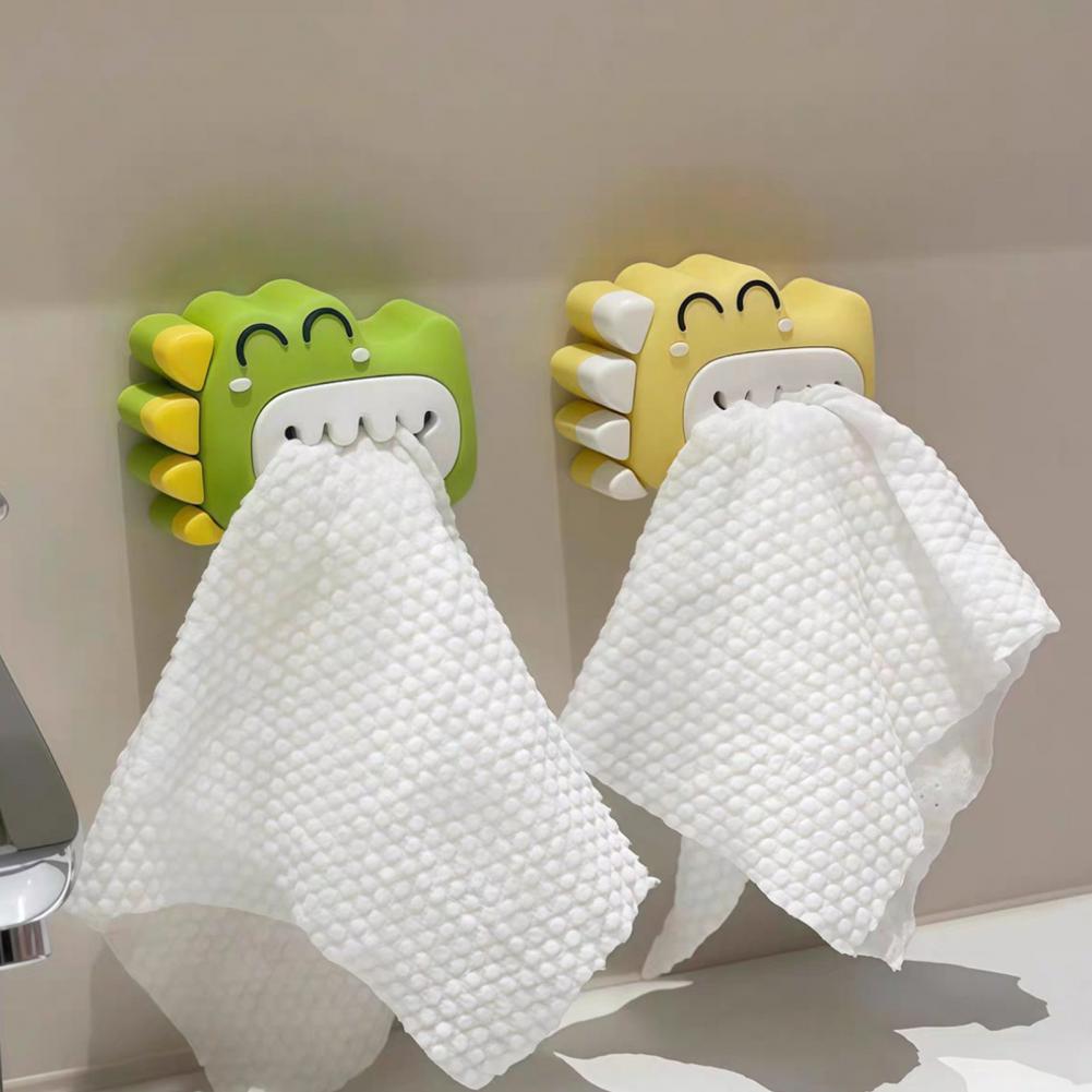 Storage Without Nails Dinosaur Towel Holder Waterproof Storage Clip Strong Adhesive Bathroom Organizer Durable Moisture-proof