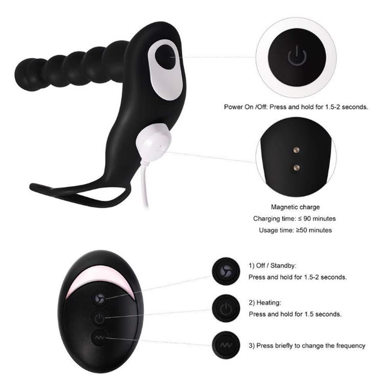 Male Prostate Massage & Anal Plug Anal Prostate Stimulator Butt Plug Delay Ejaculation Ring Sex Toys with 10 Frequency Vibration