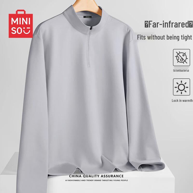 Miniso Men s Thermal Fleece-Lined Half-Zip Base Layer T-Shirt L