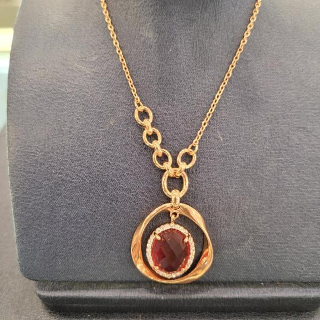 Atria Crystal Red Oval N Necklace JTONEFR0047PKF