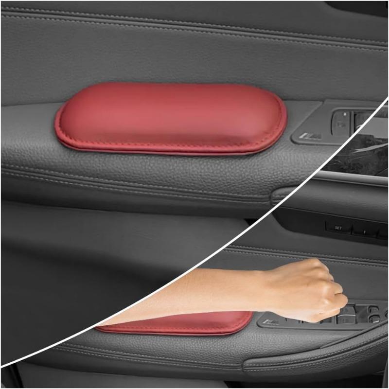 2-pack Car Door Armrest Mats, Soft Leather and Memory Foam, Protects Elbows and Knees, Universal Type.