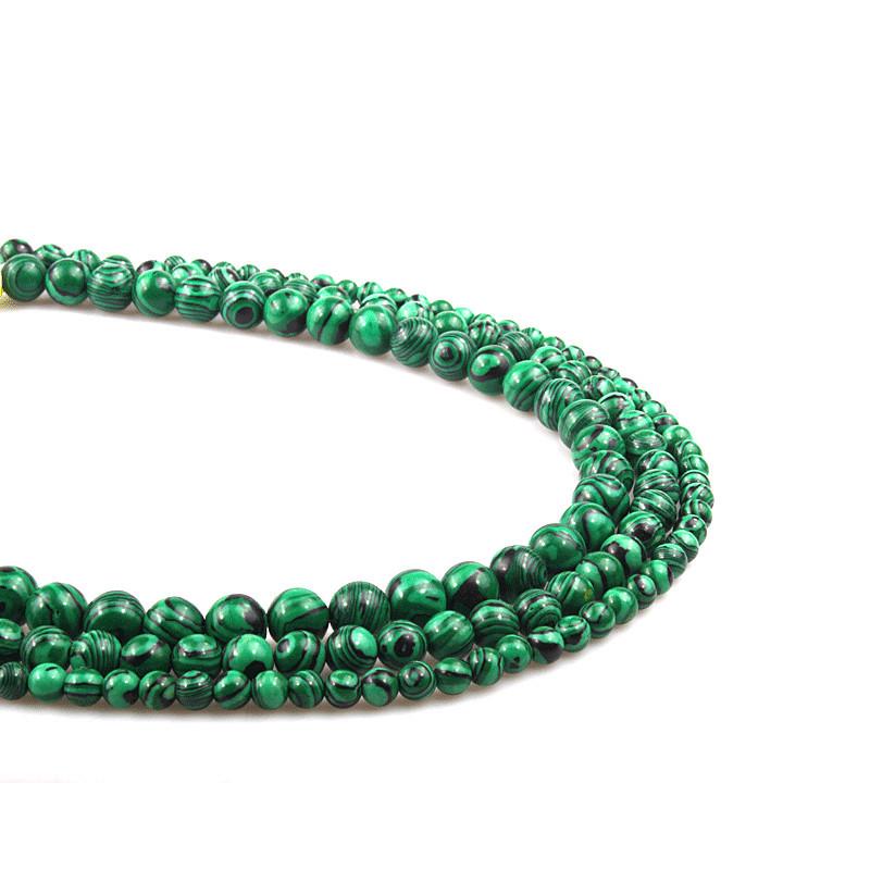 Synthetic Malachite Loose Beads for DIY Jewelry Accessories, Semi-Finished Round Beads, Green Malachite Beads