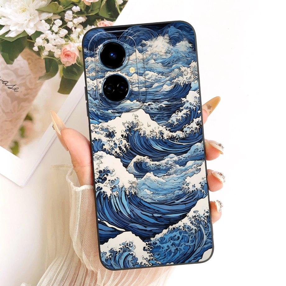 Cartoon Cat Painting Phone Case For Tecno Camon 19 19Neo 19 Pro 4G 5G Back Cover Soft Matte Silicone Daisy Flower Bow Capa Coque