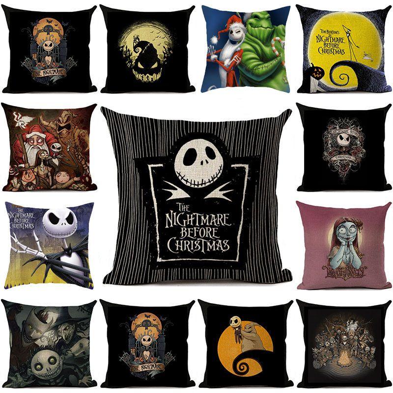 Nightmare Before Christmas Baumwolle Leinen Wurfkissenbezug Sofakissenbezug Heimdeko