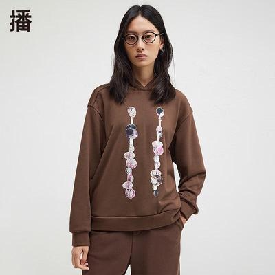 X Houzichao Loose Fit Printed Hooded Sweatshirt