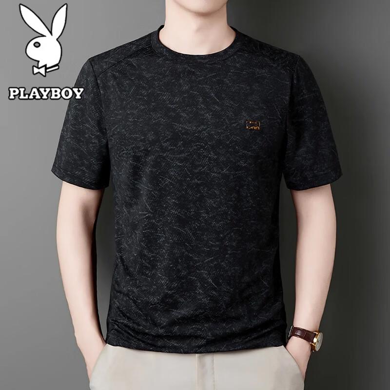 PLAYBOY Men s Summer Cool-Feel Loose Fit T-Shirt XL/52 чёрный