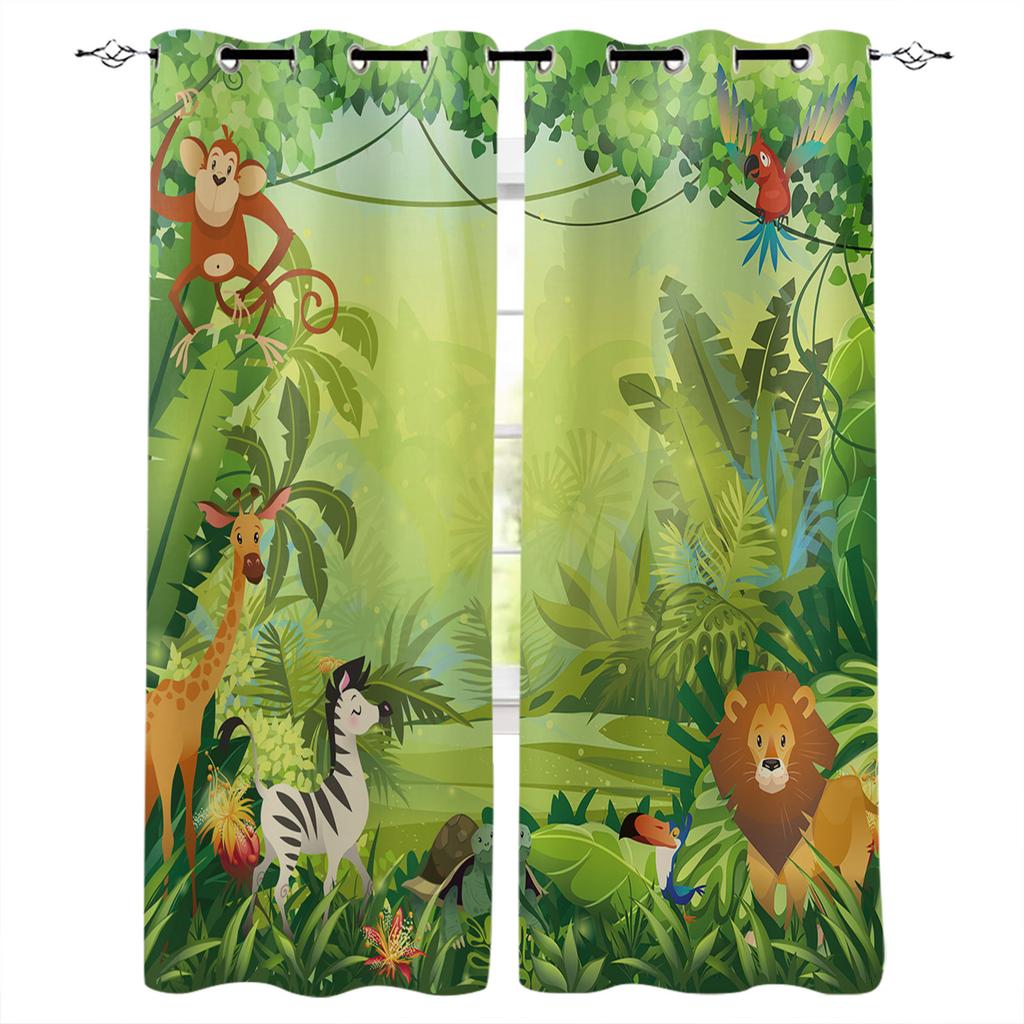 Curtain Forest Zoo Cartoon Children 3D Digital Printing High Density Blackout