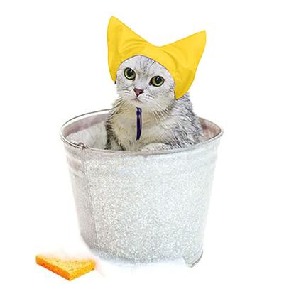Yousheng Cat Shower Cap Adjustable Waterproof Bathing Hat with Ear Cover Washing Bathing Raining Protection Cap for Cats