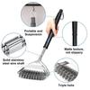 3-in-1 BBQ Grill Brush With Scraper, Heavy Duty Stainless Steel Bristles Long Handle Wire Brush For Grate/Oven Cleaning