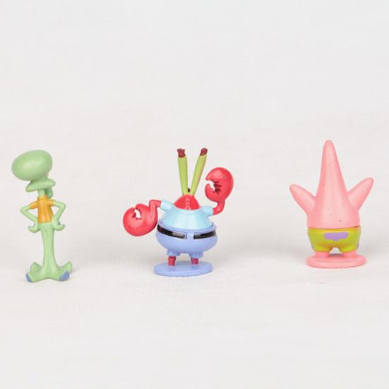 6Pcs/Set Cute Anime Figure SpongeBob Model Dolls Ornaments Home Decoration Gift