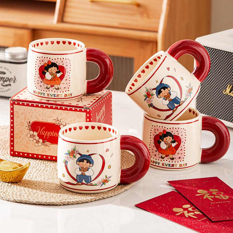 Cute Mug Creative Couple Gift Ceramic Mug Girls Home Office Coffee Wedding Socks Gift
