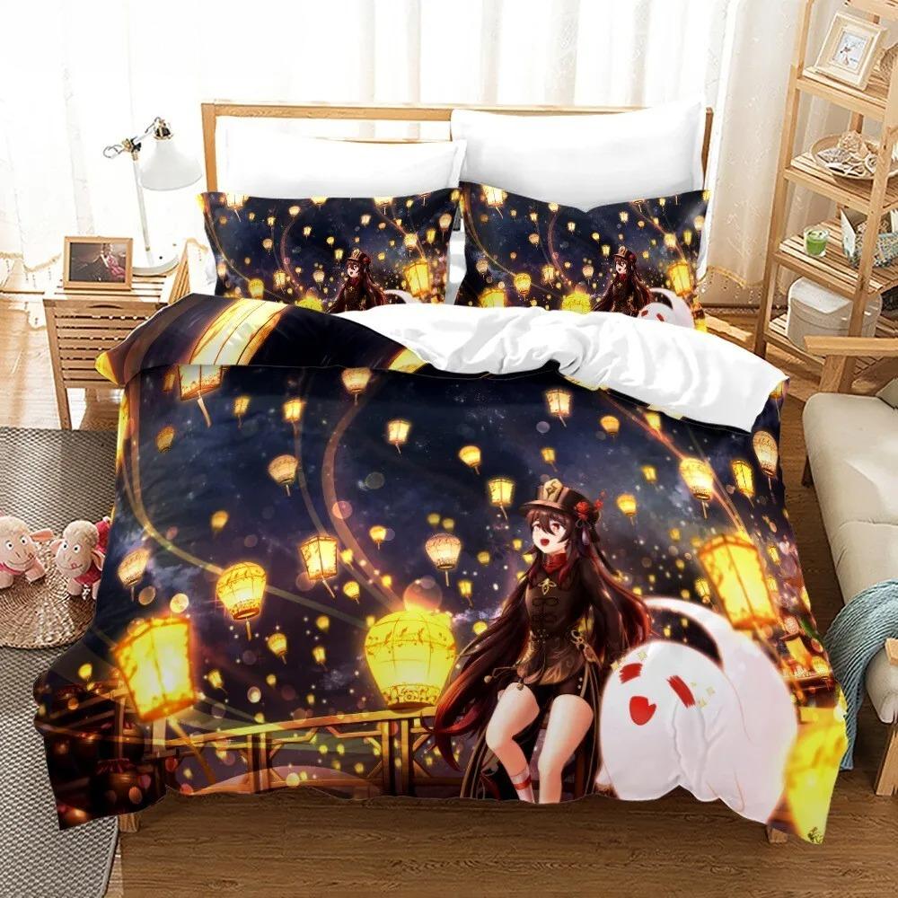 Anime character,Microfibre Bedding Sets,Children's BirthdayGift  with Zip Room Decor Duvet Cover for Teenagers Adult Purple