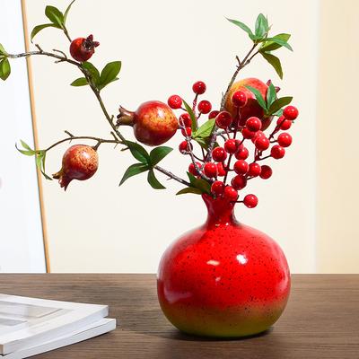 Simulated Pomegranate Ceramic Vase Kiln Transformation Flower Vase Flower Arrangement Accessories Cartoon Pomegranate Figurine
