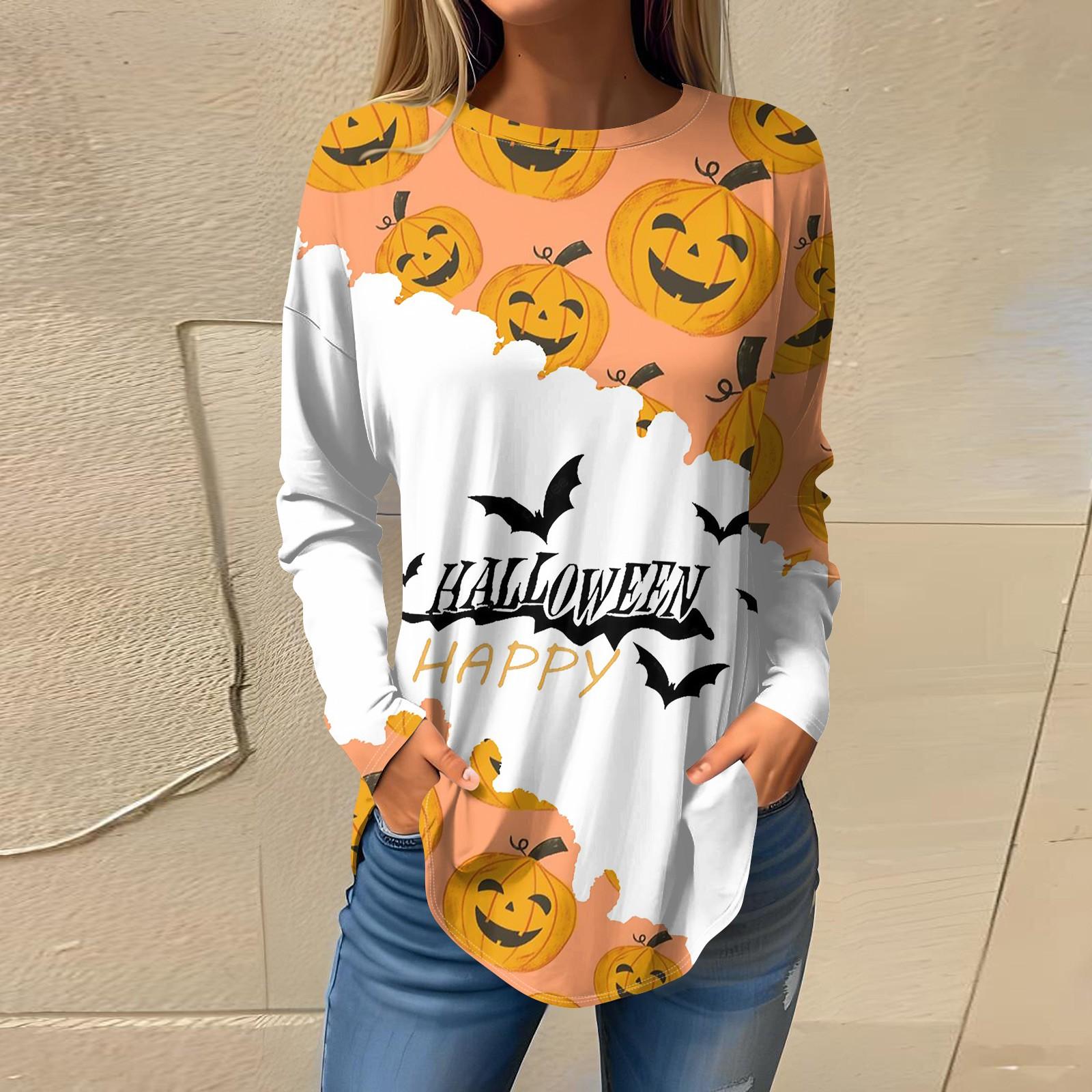 

Женская свободная футболка с длинным рукавом с круглым вырезом и принтом, верхний пуловер M жёлтый