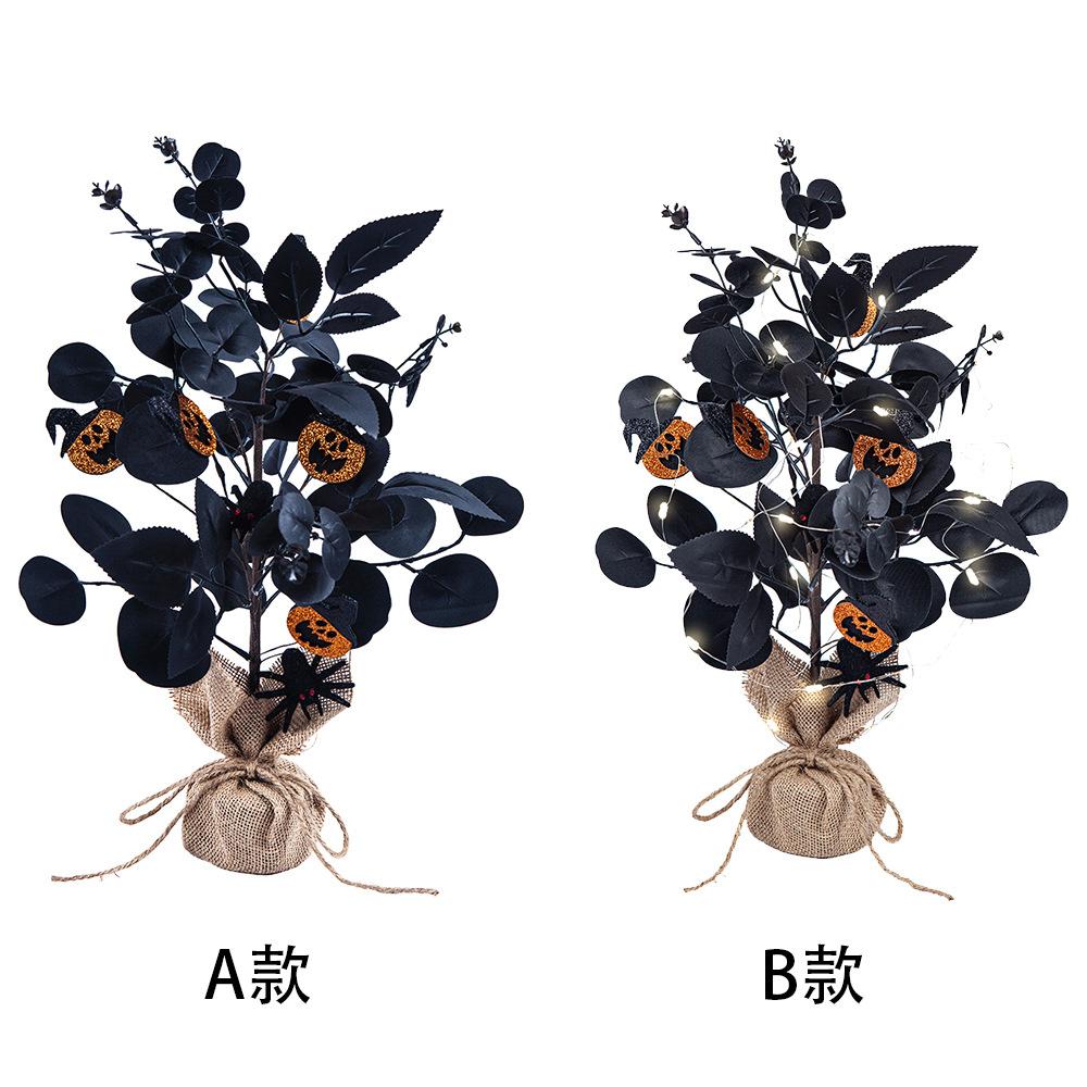 Simulated Halloween Tree Black Spider Crow Berry Festive Decoration Ornament