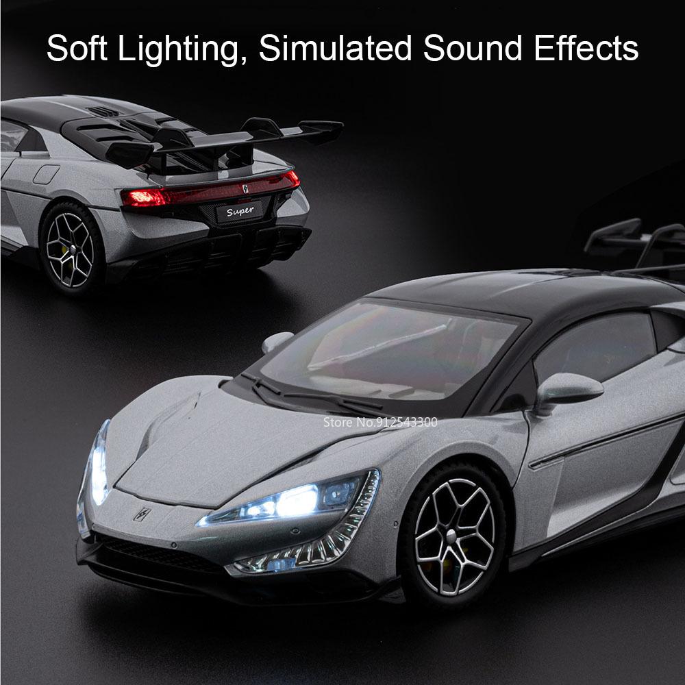 1:24 Scale YANGWANG U9 U8 Model Toy Car Alloy Diecast Light Sound Pull Back Vehicles Models Hobby Ornaments for Children
