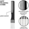 4 Afro Curling Combs for Women and Men - Detangling Comb with Metal Teeth - Wide Tooth Afro Comb for Combing and Styling Curly Hair