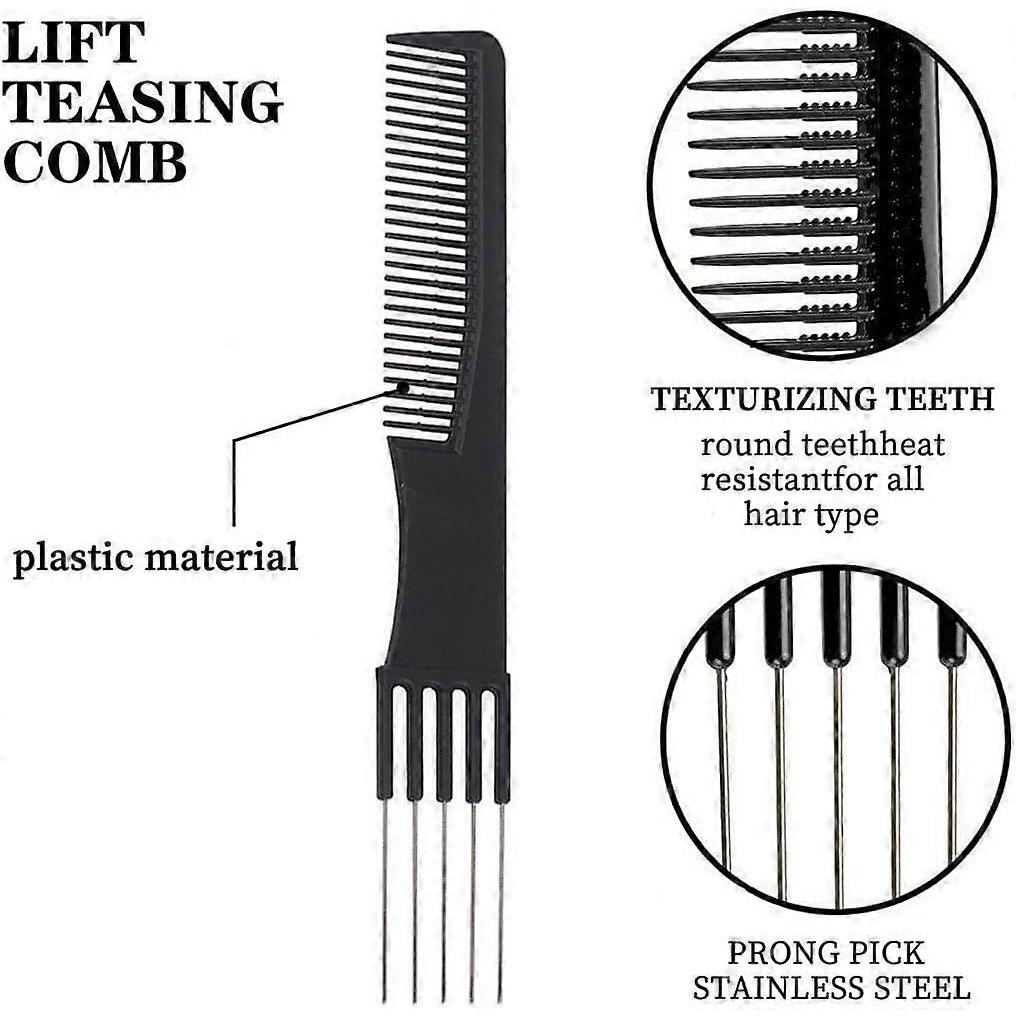 4 Afro Curling Combs for Women and Men - Detangling Comb with Metal Teeth - Wide Tooth Afro Comb for Combing and Styling Curly Hair