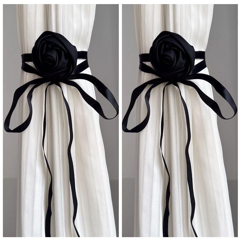 2PCS Multi-function Ribbon Curtain Buckle Elegant Curtain Straps Rose Curtain Tieback  Living Room