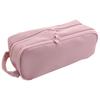 Pink Cloth Multilayer Pencil Case Large Capacity Solid Color Pencil Pouch Kids Children