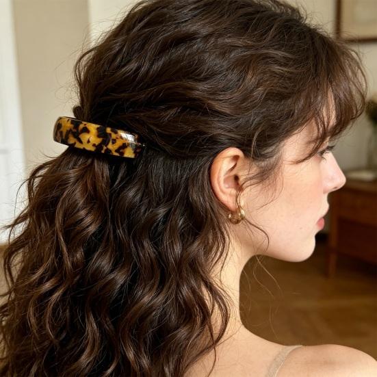 Hairpin Wide-Edge Arc Design Smooth Hair Styling Spring Hair Clip Lightweight Decorative Hair Accessory