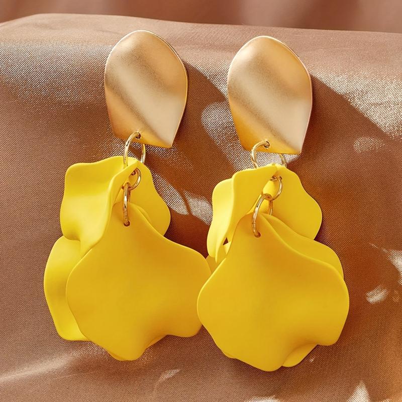 

Модные женские серьги с лепестками роз, длинные серьги-подвески с акриловым цветком, свадебная одежда для вечеринок, ювелирные изделия, аксессуары, подарок жёлтый