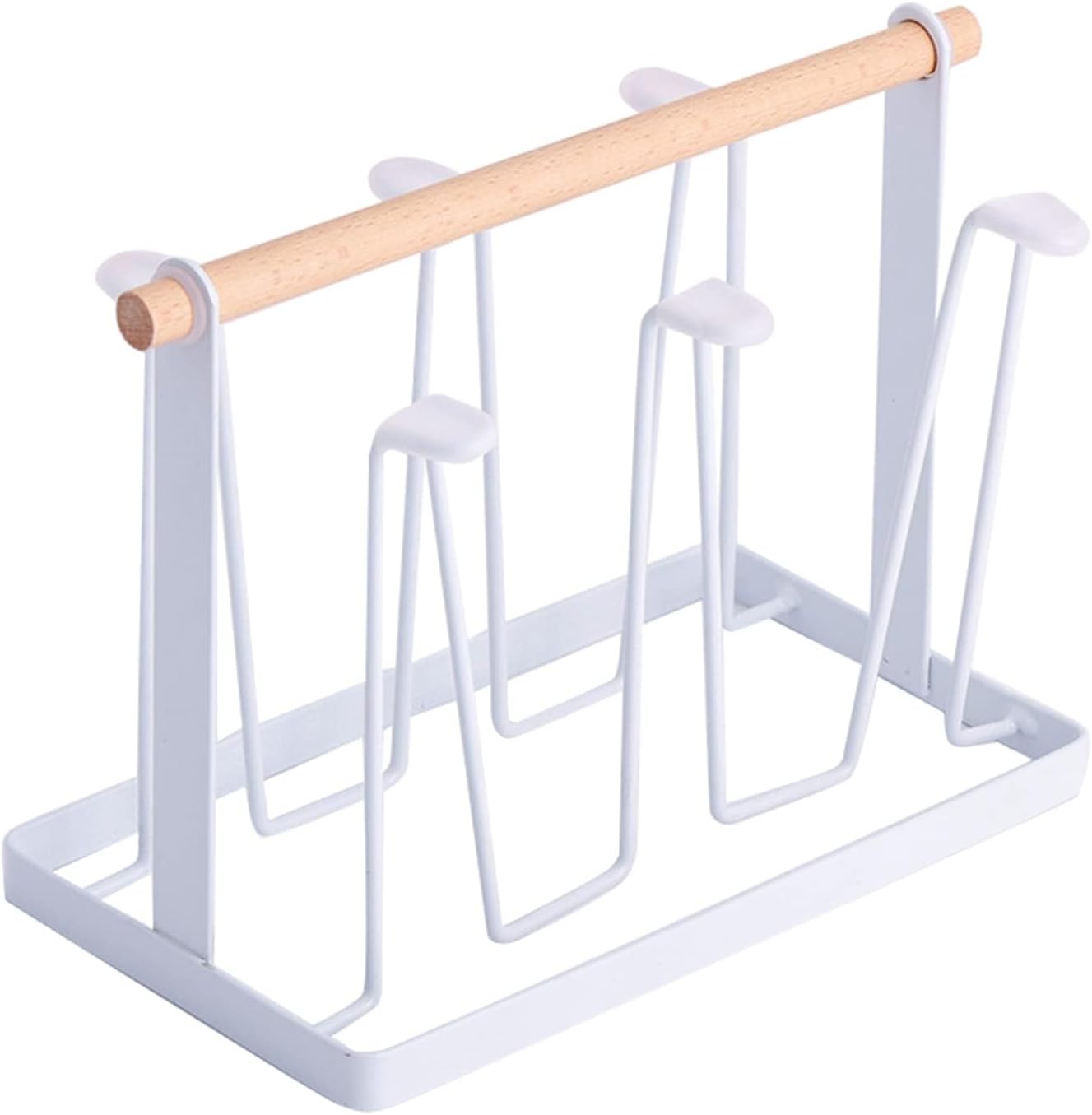 Cup Drying Rack, Non-Slip Bottle Drying Rack Space Saving with Wood Handle, Cup Drying Rack for Counter, Beer Glasses Rack белый