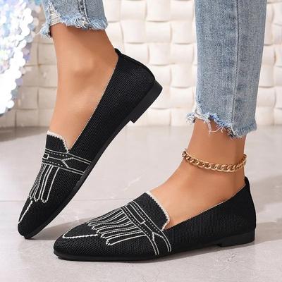 Fashion Women's Loafer Shoes Luxury 2024 Knitted Slip On Trainers Female Ballet Flats Ladies Zapatos De Mujer