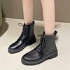 2024 Hot Sale Women's Shoes Ankle Women's Boots Classics Modern Boots Women Sewing Round Toe Front Lace-up Low Heel Ladies Shoes