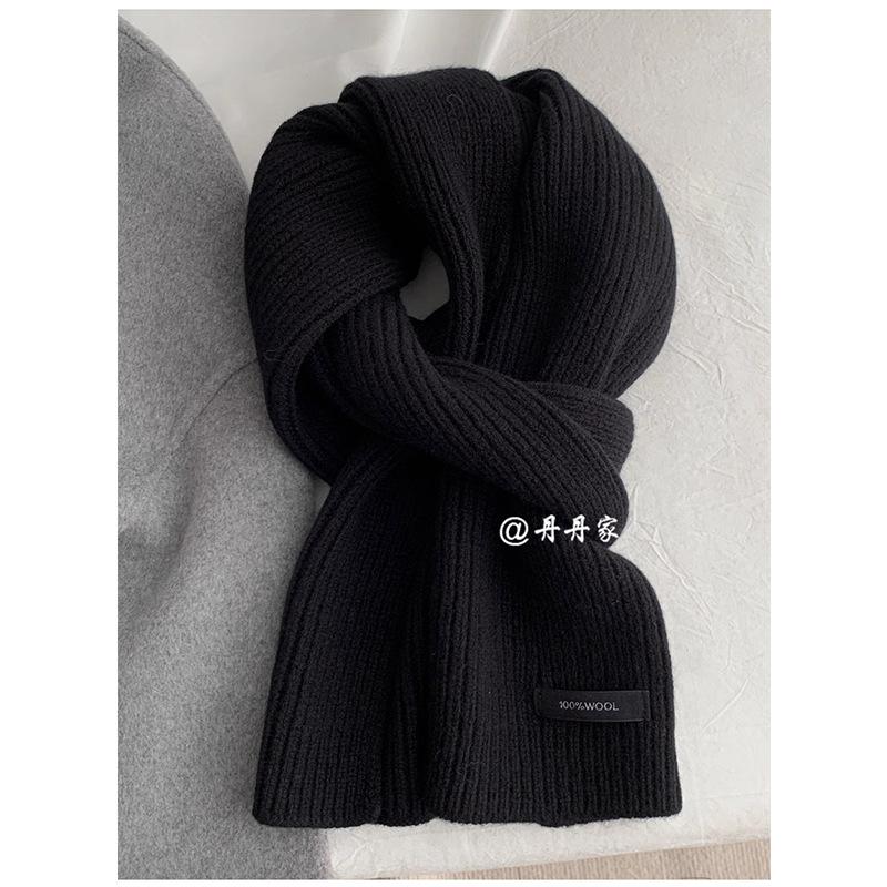 High Quality Grey 100% Pure Wool Selected Australian Solid Scarf Women Men Knitted Warm Wool Muffler Female Male Winter Fall