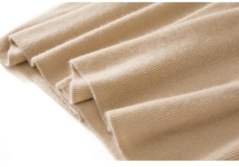 100% Pure Cashmere Women's High-Waisted Wide-Leg Knit Trousers