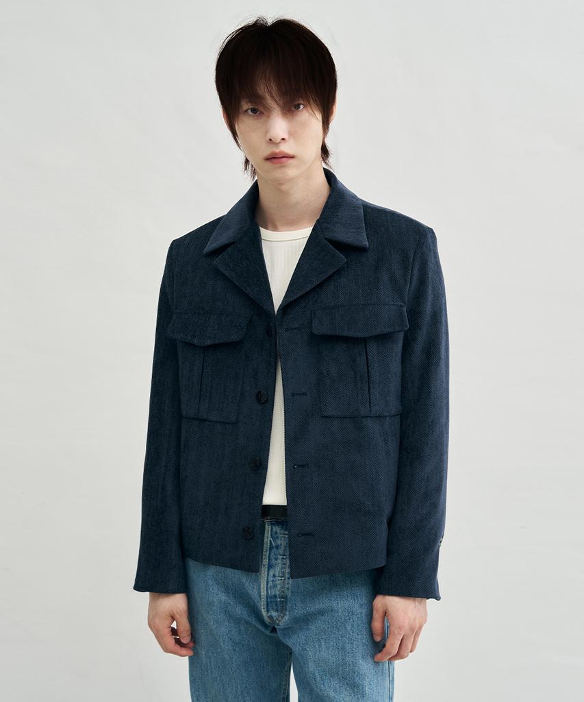 ARRAYED Brushed Herringbone Crop Jacket [Kamel]