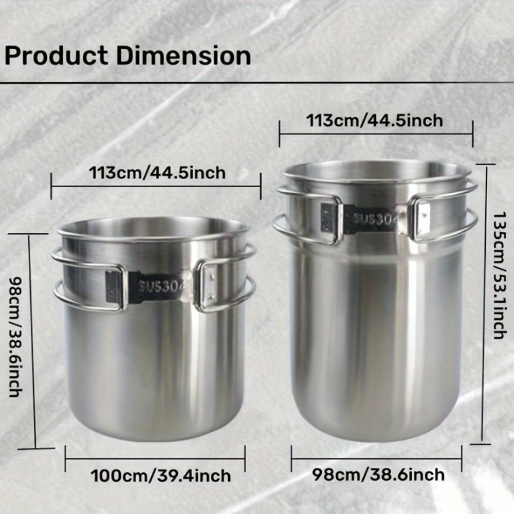 304 Stainless Steel Mug 2pcs Set, Folding Handle Coffee Cup, Outdoor Camping Portable Cookware Pot