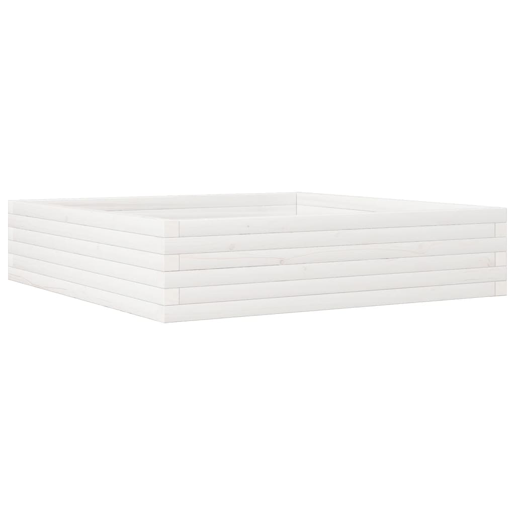 Vidaxl Donica Ogrodowa, Biała, 100X100X23 Cm, Lite Drewno Sosnowe