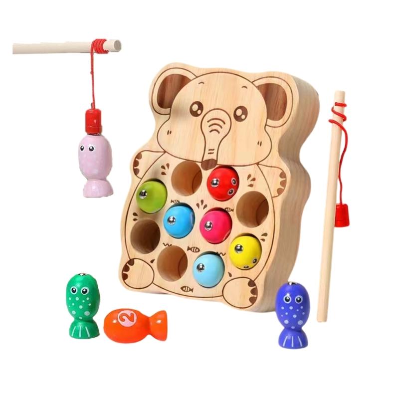 Magnetisches Angelspielzeug für Kinder Holz-Puzzle-Brettspielspielzeug Lernspielzeug Eltern-Kind-Handgeschicklichkeits-Aktivitätsspielzeug