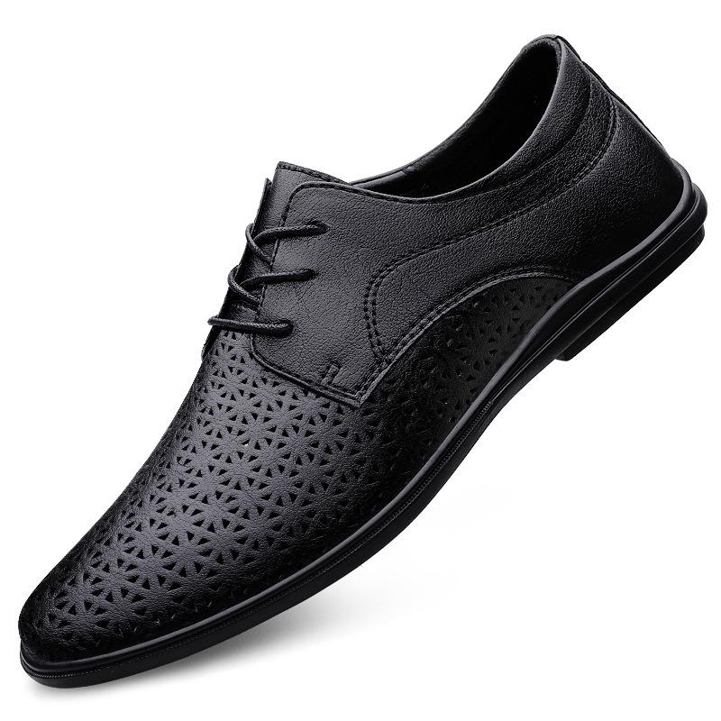 Men s Spring Cowhide Leather Loafers - Versatile Flat Bottom Work Shoes 35